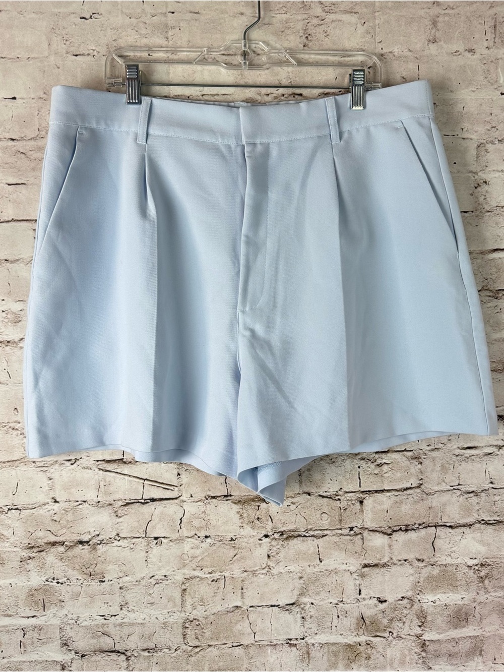 Abercrombie & Fitch Womens XL Baby Blue Trouser Shorts Polyester Viscose Stretch